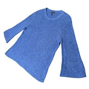 Eileen Fisher Organic Linen Cotton Blend Slub Sweater Medium Bell Sleeves Flared